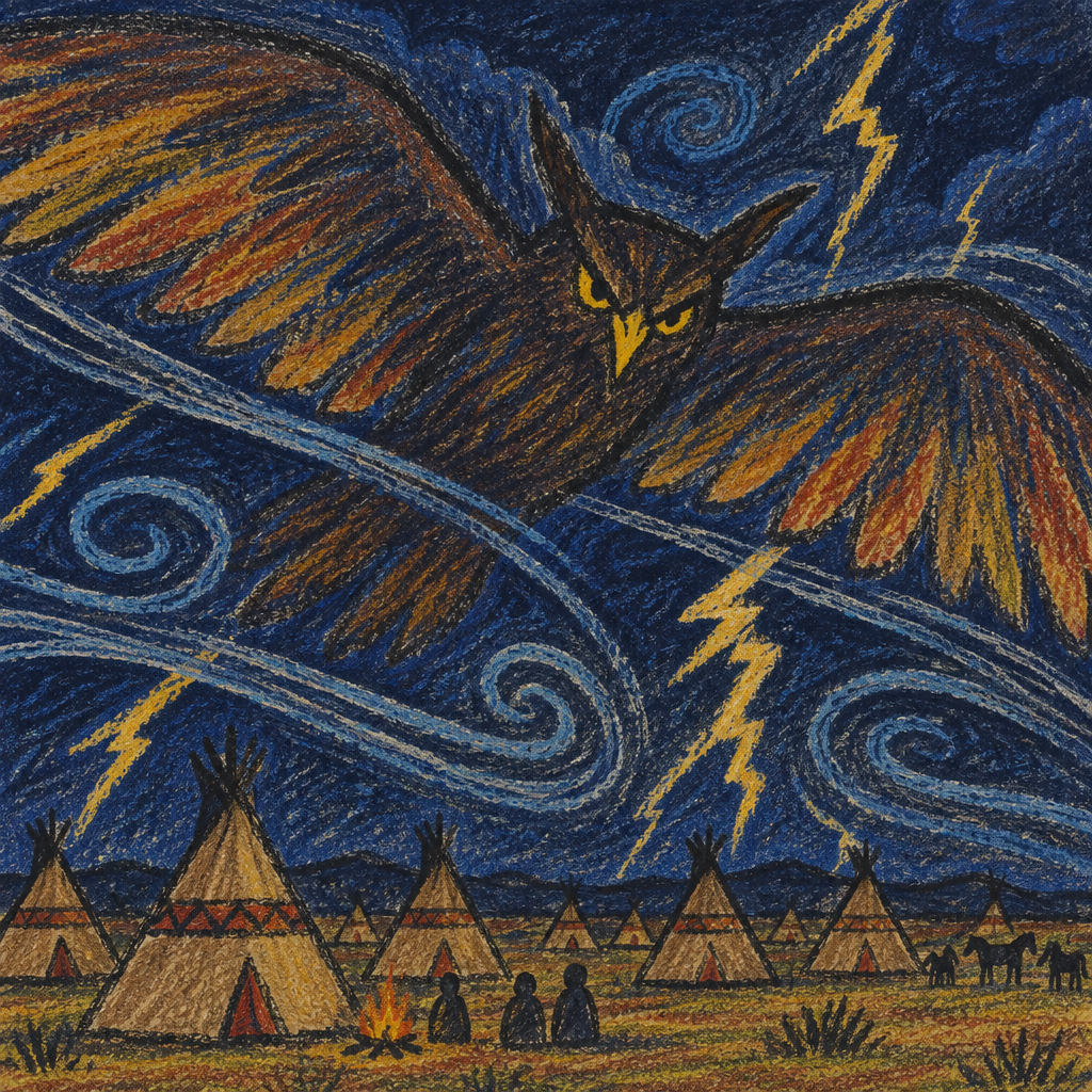 Crayon illustration for the Lakota & Dakota telling of the Thunderbird